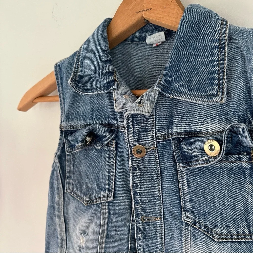Sequin Panda Denim Vest Girls Size Small